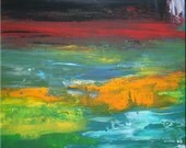 original abstract LANDSCAPE PAINTINGS modern ART,acrylic on canvas,18,1" x 15" in inches,with certificate of authenticity