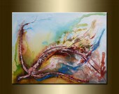 ORIGINAL abstract PAINTING,acrylic on canvas 23,6" x 31,5" x 0,7" in inches-One of a kind - HUGE,with certificate of authenticity