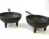 Spider Skillet MIni and Bullet Mold Ladle Repro Cast Iron