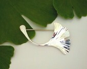 Ginkgo Pin Sterling Silver, Medium Sized, 250ss
