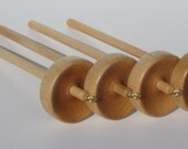 Four Premium Maple Top Whorl Drop Spindles for Spinning Fiber into Yarn