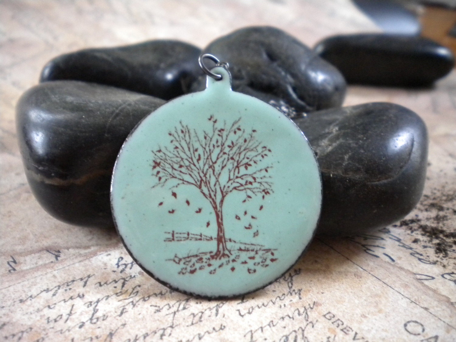 Tree of Life Enameled Pendant