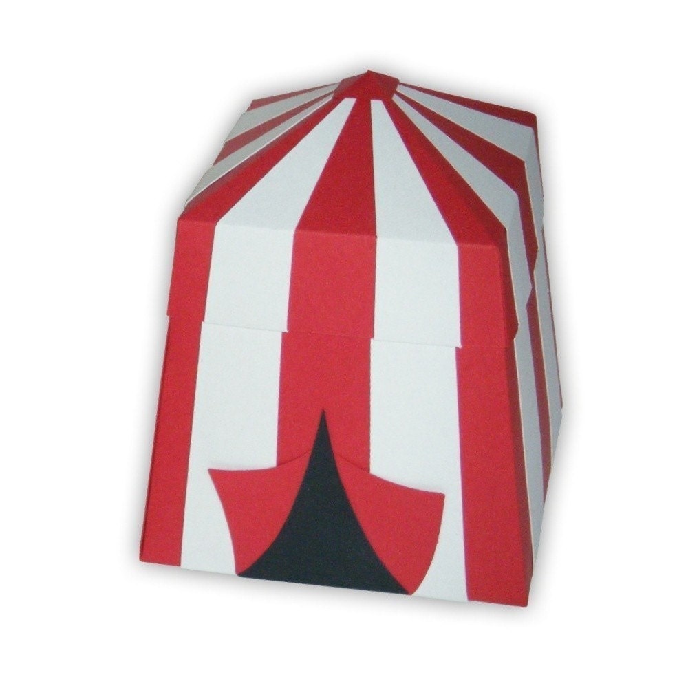 Carnival Circus Tent Favor Gift Box Printable Color Template PDF (custom colors available)