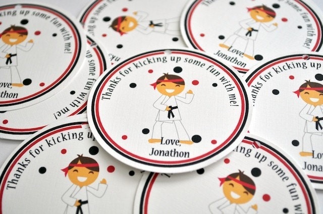Martial Arts Favor Tags- Coordinating Items Available
