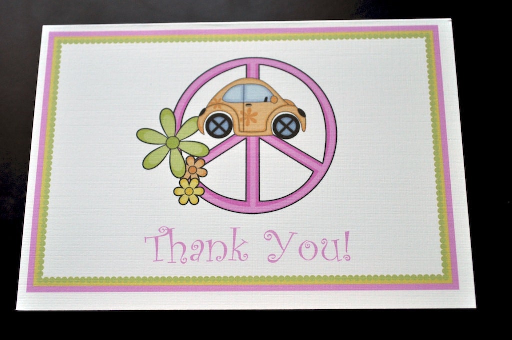Groovy Love Bug Thank You Cards Set of 12 FOLDED