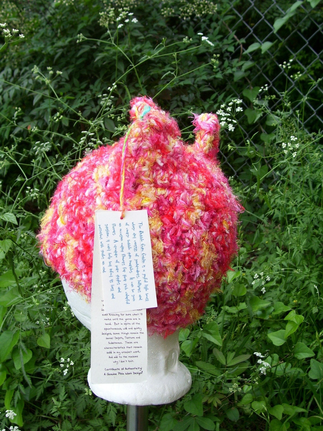 Ski Hat OOAK - BubbleGum Goblin - Costume - Aberrant Crochet Designs