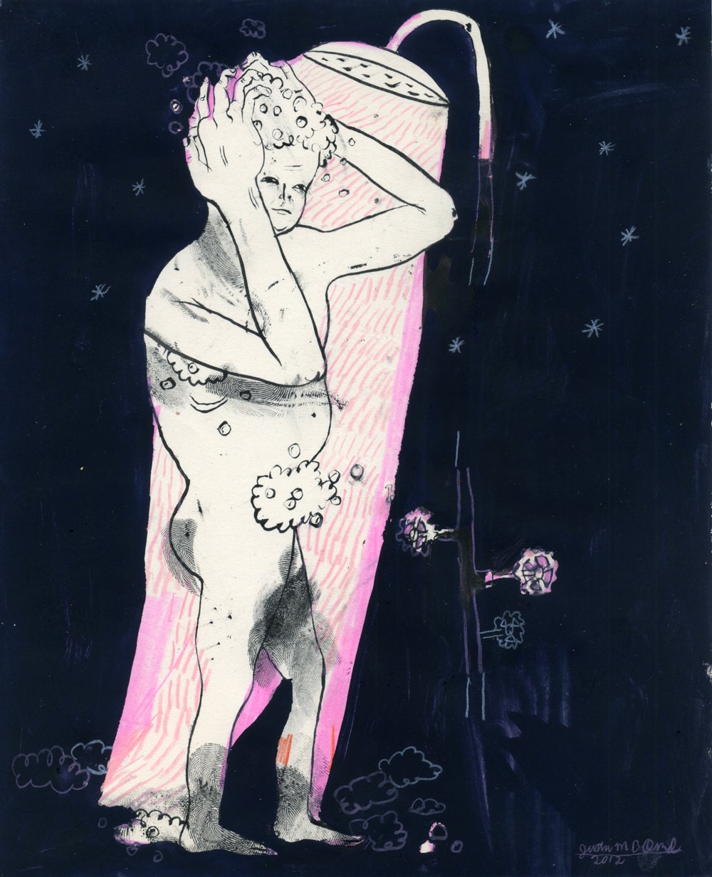 Night Shower (original drawing, 2012)