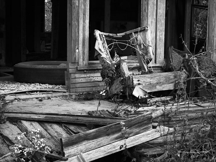 Set a Spell II - Black and White Chair Decaying Abandoned Building