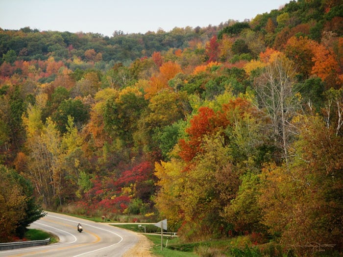 Motorcycle Autumn Mountain Road Fall Color Photo Fine Art