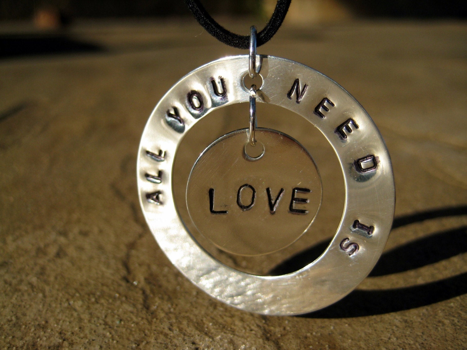 Words to Live By - Love Hand Stamped Sterling Necklace