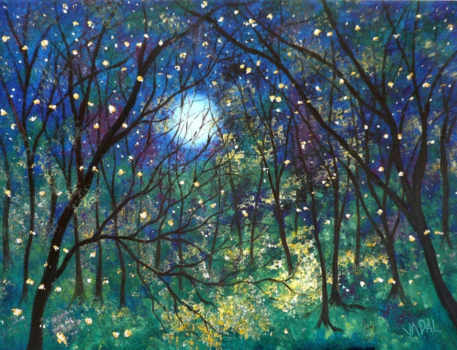 Fireflies under springtime moon premium print 8x10 Vadal