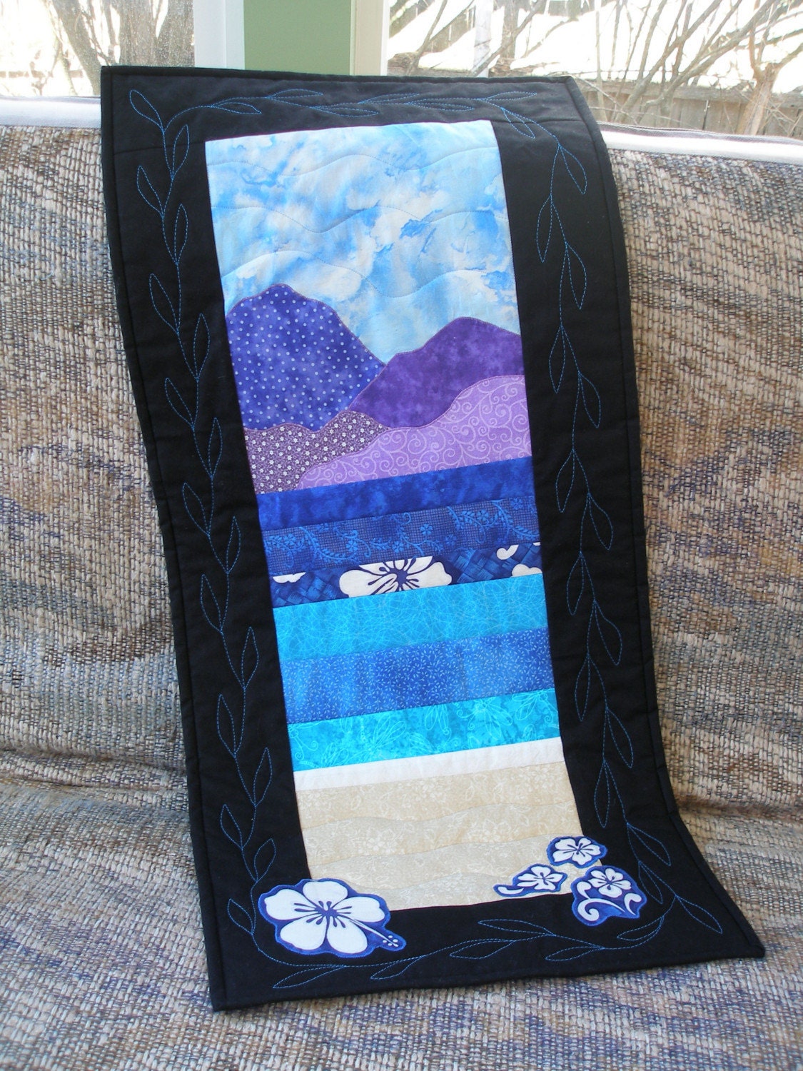 Art Quilt Wall Hanging, "Mountain Overlook"