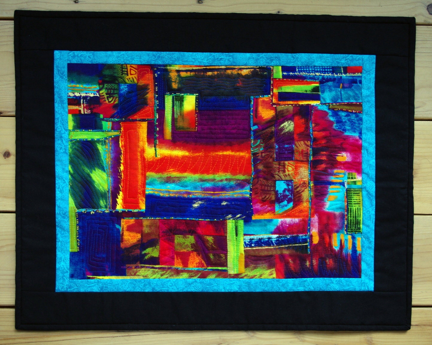 Stunning Art Quilt Wall Hanging, "Blaze of Color llI"