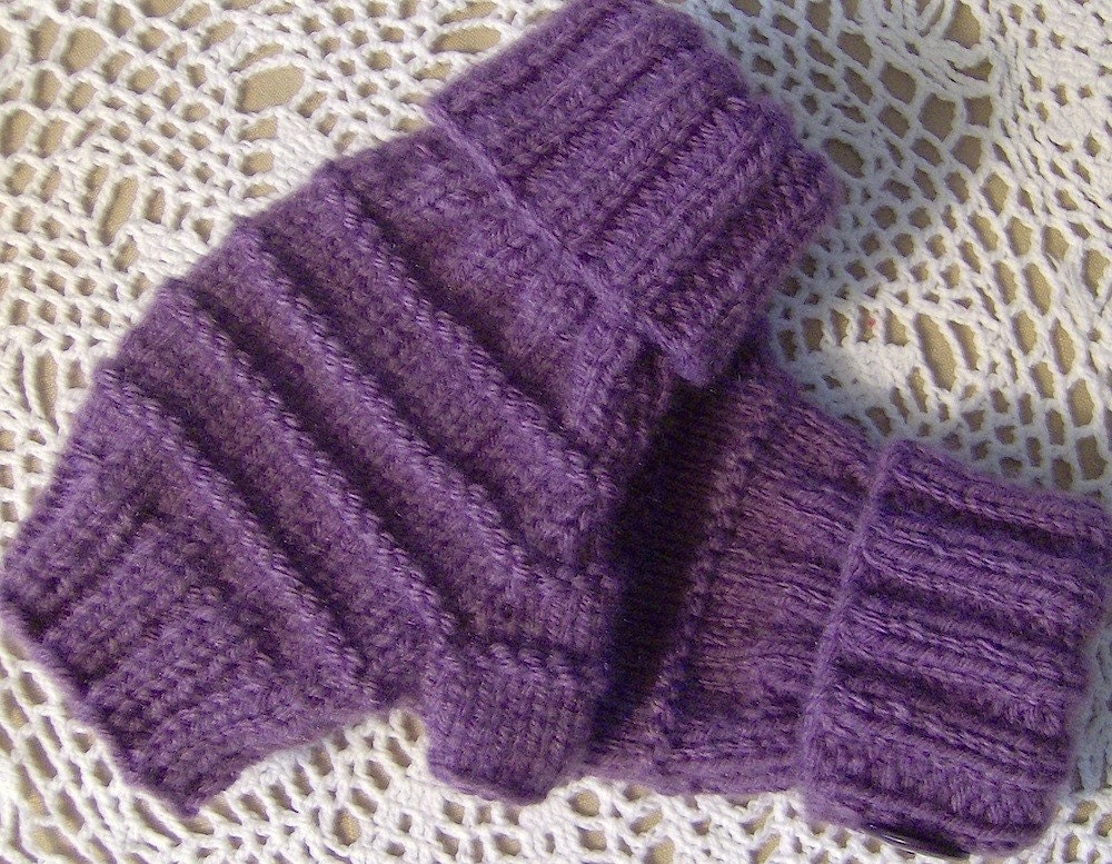 LADY'S FINGERLESS MITTENS WITH CUFF, BUTTONS, HAND KNIT, S-M