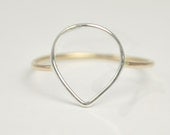Mixed Metal 14k Gold Fill & Sterling Silver Shaped Drop Ring - Recycled Metal