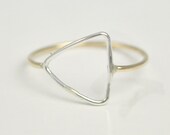 Mixed Metal 14k Gold Fill & Sterling Silver Shaped Triangle Ring - Recycled Metal