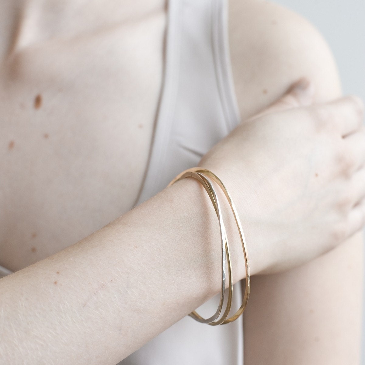 Pebble Bangle in Sterling Silver - Recycled Metal