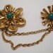 Sweet floral sweater guard 1950s scatter pins 50s rockabilly jade green gold tone
