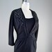 1950s black wiggle dress and jacket size small medium 50s beaded cocktail jeweled applique Mad Men