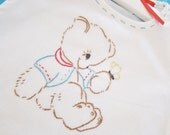 Barney Bear - Hand Embroidered Vintage Style Romper (Made To Order - Any Size)