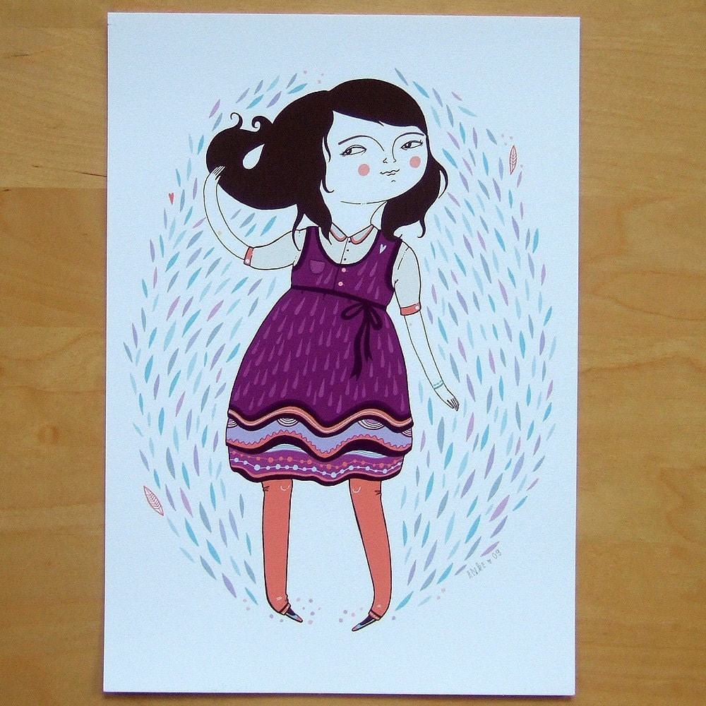 Lily and Leaves - Print of my Illustration