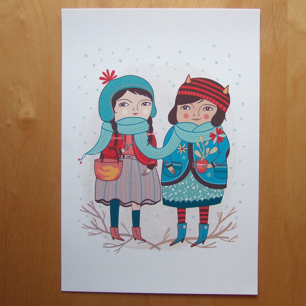 Little Winter Friends - Print of my Illustration
