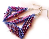 Tauri in barça - Triangle Sterling Silver Earrings with Swarovski and Glass Beads