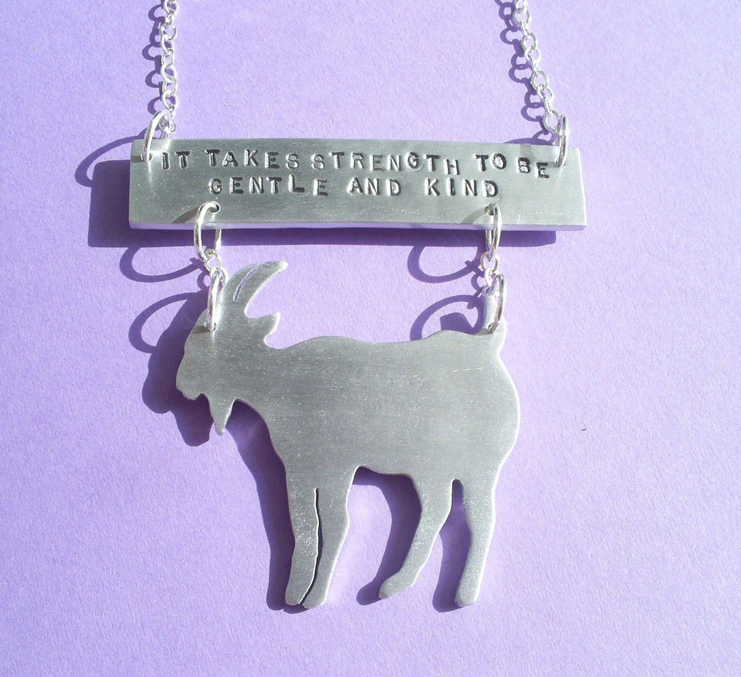 Strength to be Gentle and Kind Goat-Recycled aluminum pendant