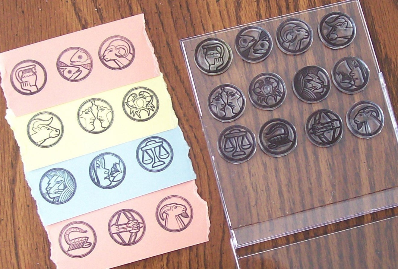Sign of the Zodiac Inchie Clear Cling Rubber Stamps all 12 signs 224