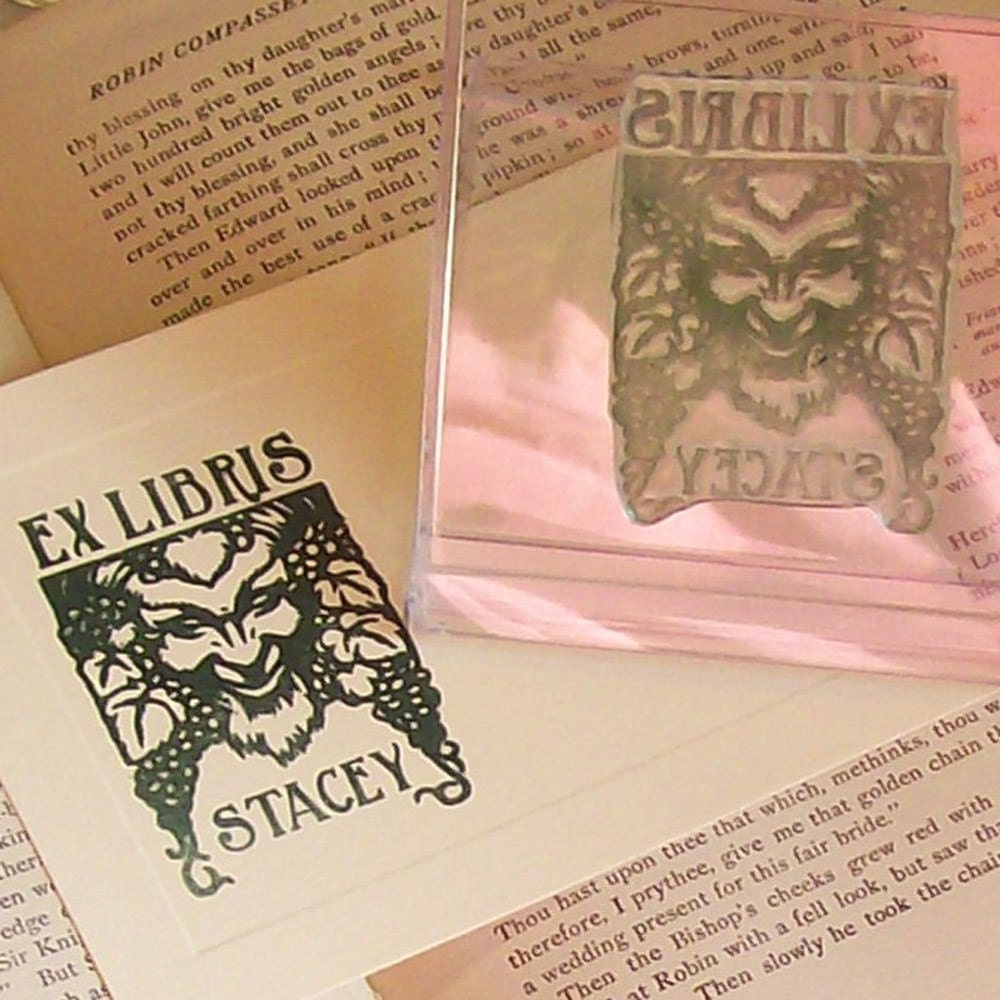 Custom Ex Libris Green Man Forest  Mythology Stamp A22