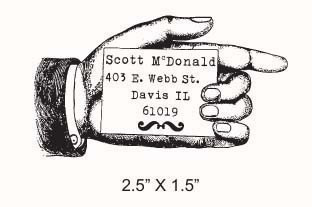 Vintage Advertising Hand Pointing  Custom Return Address Rubber Stamp AD104