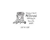 Tree Stump with Carved Heart & Initials Custom Return Address Rubber Stamp AD256