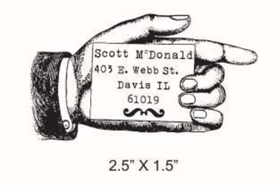 Vintage Advertising Hand Pointing  Custom Return Address Rubber Stamp AD104