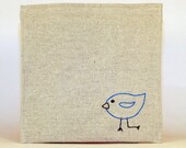 Reusable Sandwich Bag - Reusable Snack Bag - Hand Embroidered - Bird - Eco Friendly