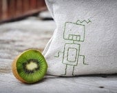 Reusable Sandwich Bag - Reusable Snack Bag - Hand Embroidered - Robot - Eco Friendly