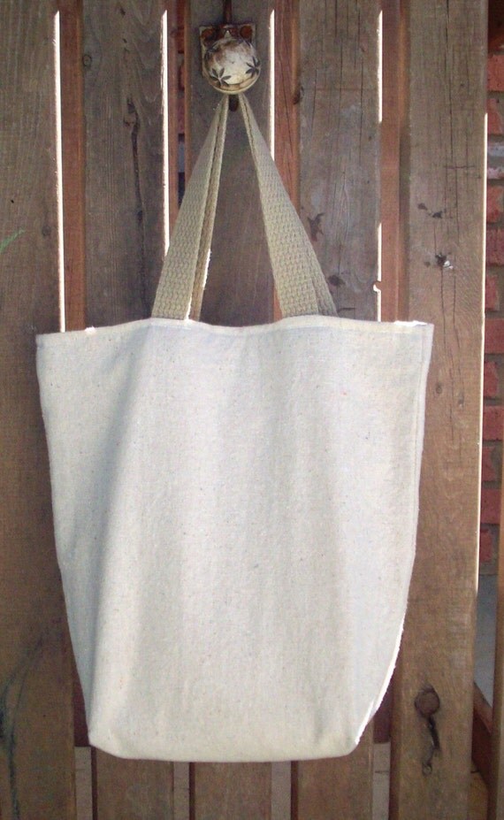 Tote Bag Plain Unbleached Cotton Lined Gusseted bottom