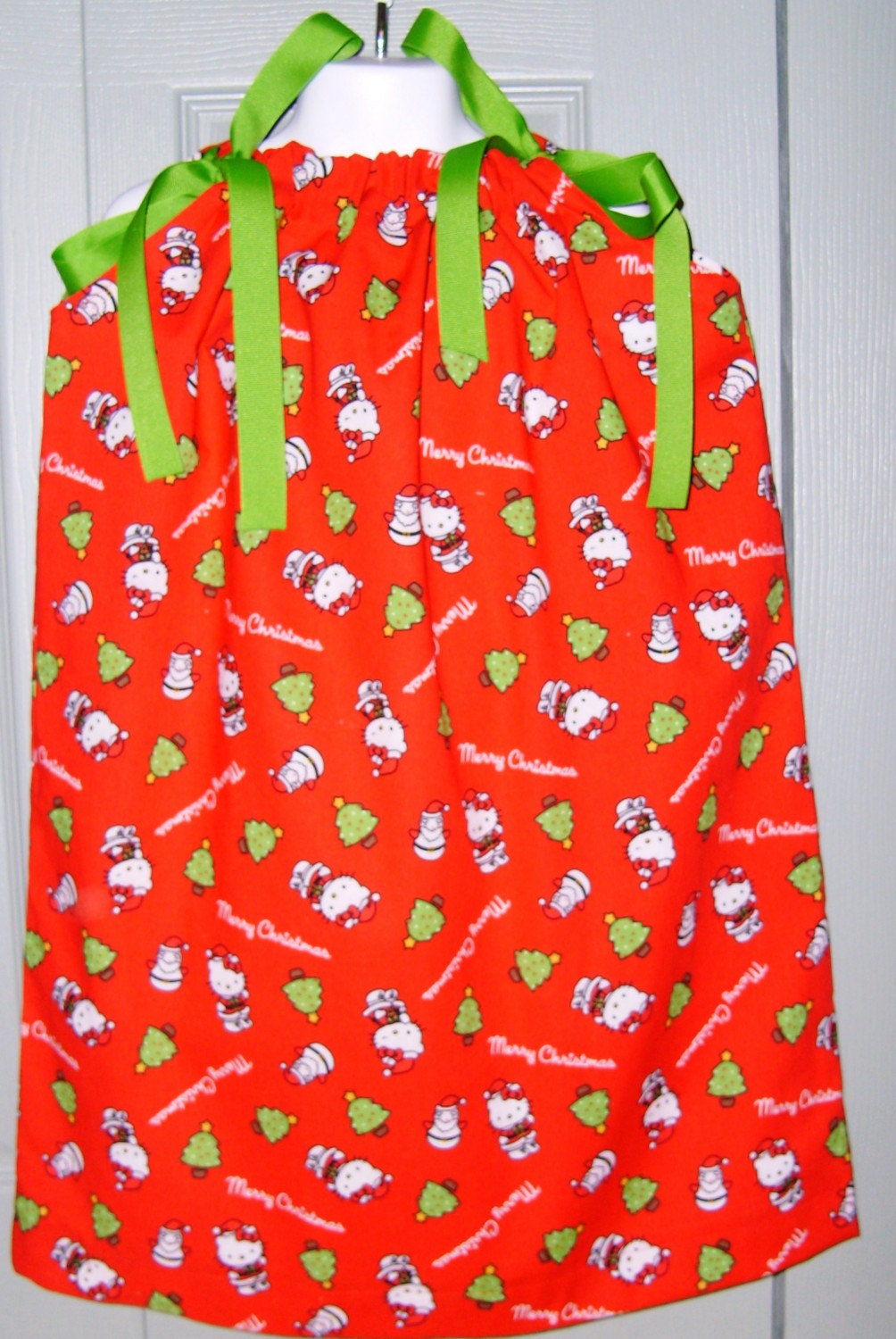 Hello Kitty Merry Christmas Pillowcase Dress Girls 4 5 6
