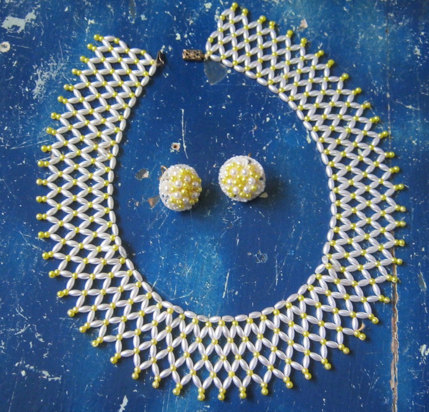 Vintage Bead Necklace and Earrings Free Shipping