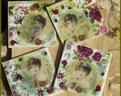 Handcraft Ceramic Coasters Set Vintage Look (4)