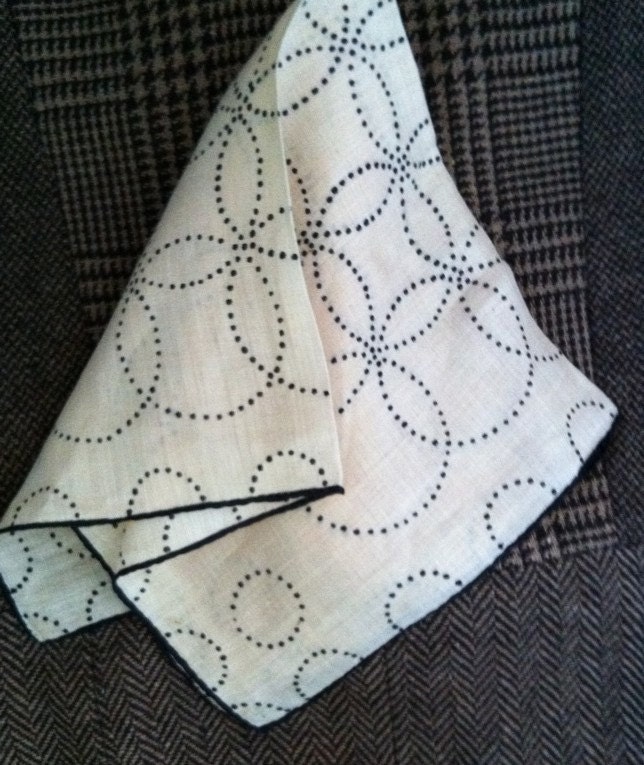 Metro Mens ART DECO pocket square HANDKERCHIEF vintage