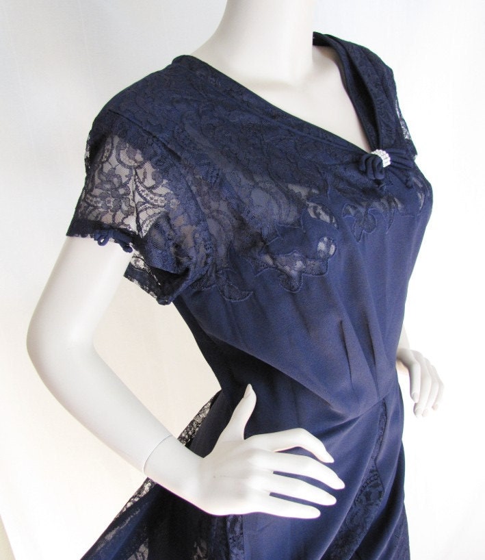 Party Perfect - Vintage 1950s Lace Illusion Cocktail Dress XXL XL