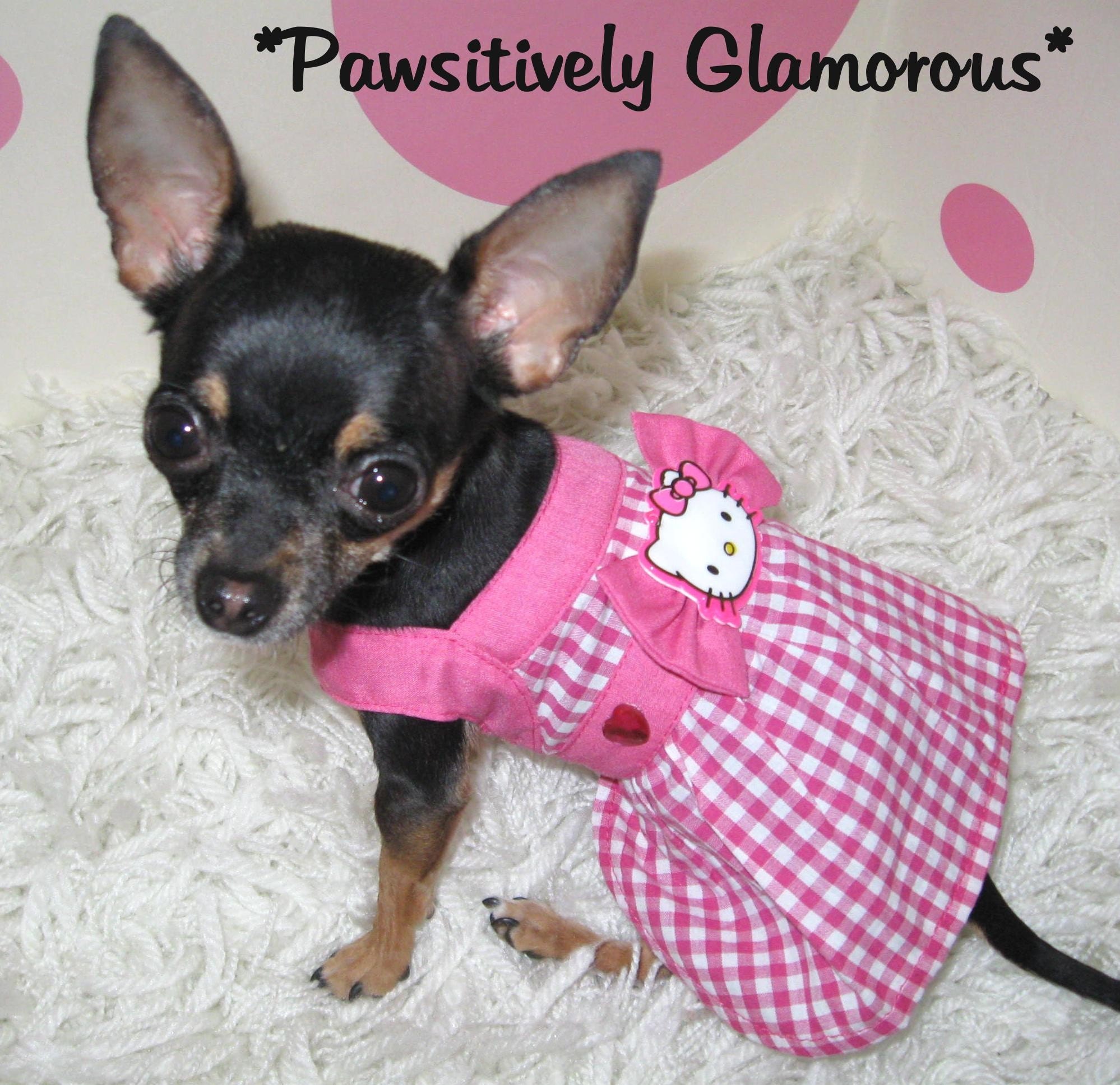 Items similar to Chihuahua Pink Hello Kitty Dress Teacup Dog CLothes