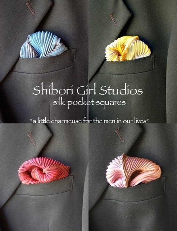 Silk Charmeuse Shibori Pocket Squares