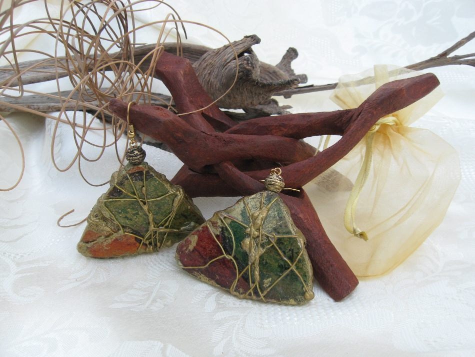 Wire Wrapped Mosaic Gourd Earrings