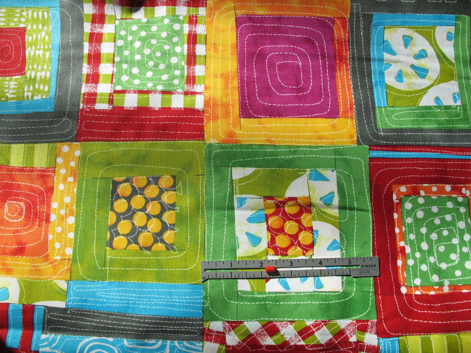 Reserved for tina - A Stitch in Color Cheater Panel by Mulka Dubrawsky for Moda - Clementine - 4.5 Yards - 44.25