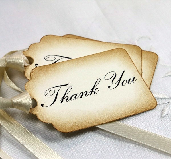 Wedding Thank You Tags - Wedding Favor Tags - Thank You Tags - Vintage Style Tags - Set of 12