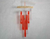 Orange Glass Wind Chime with Pacific Northwest Driftwood