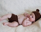 Teddy bear hat and diaper cover set (Size XS - newborn)