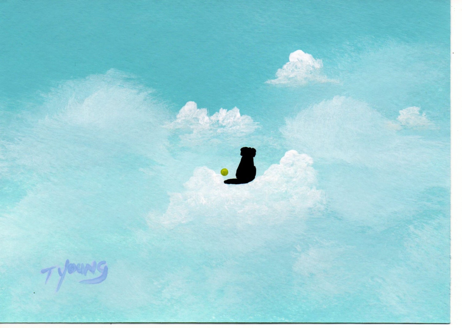 Black Lab dog Folk Art PRINT by Todd Young painting In The Clouds