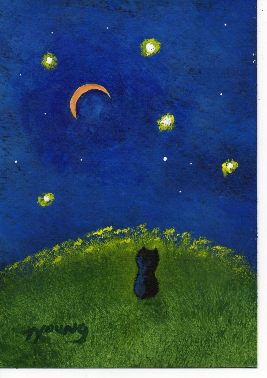 Schipperke Dog abstract original art painting by Todd Young 5x7